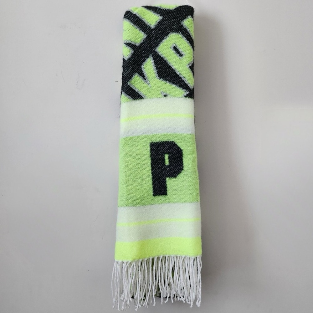 NWT Victoria's Secret Pink Neon Green Black Soft Oversized Scarf/Blanket